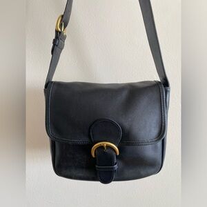 Vintage Coach Black Bedford Flap Shoulder Bag (4164)
